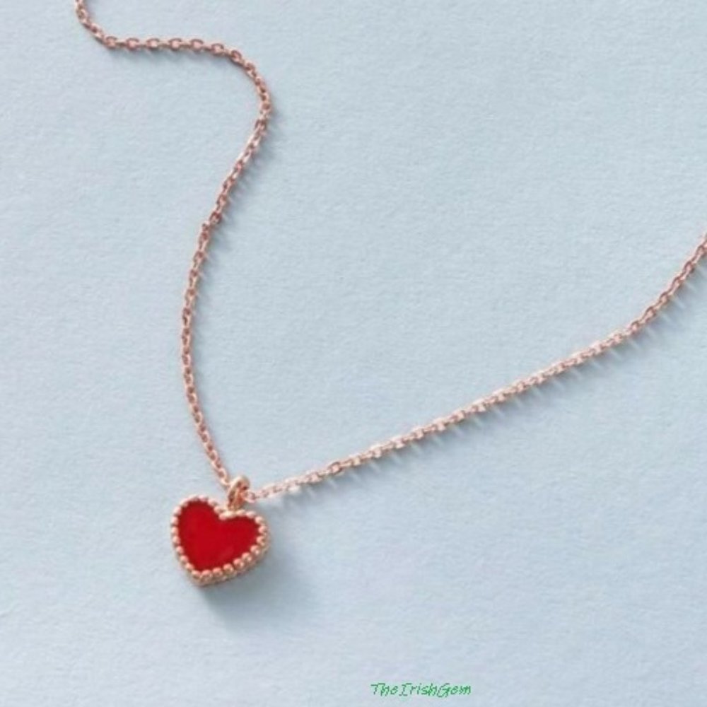 Rose Gold & Red Heart Necklace